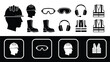© MinixT - A set of personal protective equipment icons for workplace safety, including a hard hat, safety goggles, boots, and a high-visibility vest.