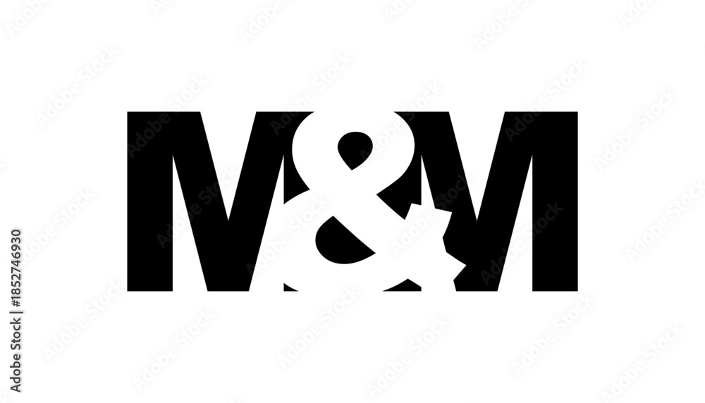 MM logo design in bold style. Black white identity symbol. Modern typography emblem. Corporate branding icon.