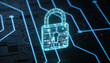 © serg9768608 - Cyber security network. Padlock icon and internet technology networking. Businessman protecting data personal information on tablet and virtual interface. Data protection privacy concept. GDPR. EU.