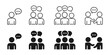 © Chelpanoff - Communication icon set showing people talking, group discussion and collaboration. Vector icons for business communication, teamwork, meetings, negotiation, social interaction and user interfaces.
