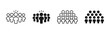 © Chelpanoff - Crowd and audience people icon set showing group of people and public gathering. Vector symbols for community, society, teamwork, population, event audience and social interaction concepts.