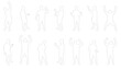 © nosyrevy - Collection of men contours cheering, jumping, and showing thumbs up gestures. Vector illustration