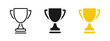 © Chelpanoff - Trophy cup icon representing victory and achievement. Symbol of success, award and winning for business goals, sports competitions, performance ranking and motivation design.