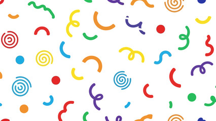  Colorful confetti pattern on a white background, perfect for celebrations and festive designs.