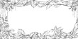 © Svetlana - A rectangular frame with branches entwined with vines and lilies. Isolated pencil illustration of a tropical forest for event invitations, eco-hotel print design, poster printing, and menu design.