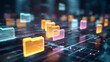 © Екатерина Чумаченко - Futuristic digital file management with illuminated folder icons and data streams, offering efficient and visually dynamic file organization.