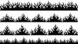 © sahajahan - Black fire flame border silhouettes vector set with burning edge patterns isolated on white background