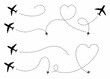 © bashanti - Airplanes tracing whimsical paths and heart shapes across a white background