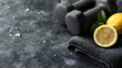 © Digital Horizon - Fitness Equipment with Lemon and Towel on Dark Stone Surface