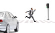 © Ljupco Smokovski - Businessman running fast in front of a car