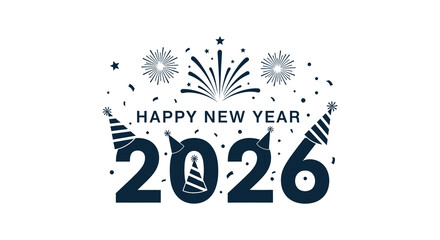  Festive new year celebration with fireworks party hats and bold numbers a striking silhouette