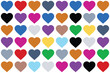 © Pulak - Heart colour Set Icons. Colourful heart shapes set. Different colours heart vector icon set. Red, yellow, purple, orange, green, brown, black, blue, white, colour hearts. Vector illustration.