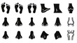 © Gwe - Human body parts illustrations footprints feet nose knee and bone vectors