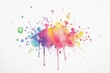 © mehaniq41 - Vibrant watercolor splash in red, yellow, blue hues on white background. Dynamic flow, energetic paint splatter effect. Neural network AI generated
