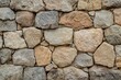 © mehaniq41 - Close-up of textured stone wall illuminated by warm sunlight highlighting rough surfaces with gentle depth blur emphasizing perspective. Neural network AI generated