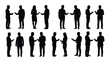 © MDRaisul - Diverse group of people interacting through handshakes and conversations a striking silhouette