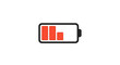 © malik studio - Low battery icon with red bars on white background, symbolizing power depletion and energy crisis in modern technology