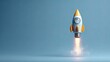 © Armin - Futuristic rocket launching with bright orange flames and sparks against blue