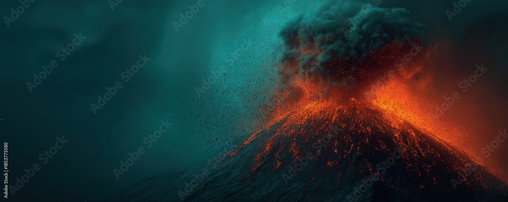 Volcanic Display Volcano Erupts Fiercely, Fiery Volcanic Display Lights Up Landscape ...