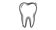 © Maja - Clean black and white line art illustration of a healthy human tooth with sparkling highlights isolated on a white background.