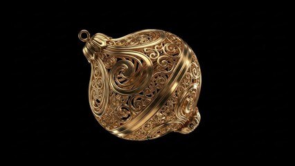  Ornate gold pendant with filigree detailing and antique craftsmanship.