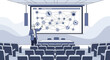 © RYAN - Lecturer explains immune system complexity using projection screen in auditorium setting