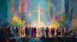 © osagvsa - Religion cross worship crowd painting emotional spiritual light