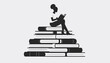 © Sardi - Empowering silhouette of a woman reading atop a stack of books, symbolizing the pursuit of knowledge, lifelong learning, and intellectual growth through continuous education