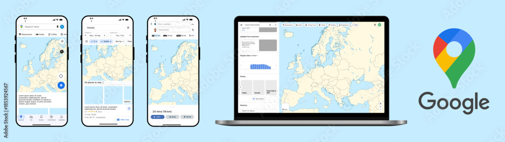 Where To Map Google Maps User Interface Across Mobile and Desktop Devices Showing ...