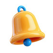 © Mymona - 3d cartoon style yellow bell with blue clapper notification alert icon isolated