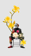 © master1305 - Fashion artwork of seated man surrounded by yellow flowers. Concept of fashion promotion visuals, editorial design layouts, branding campaigns, and digital media use.