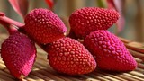 Vibrant Red Salak Fruit with Snake-Skin Like Scales, Showcasing Exotic Tropical Texture