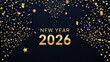 © Zavi - New year 2026 celebration design with golden confetti and stars on dark blue background