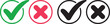 © Suplab_Designer - Four circular icons displaying check and cross marks in different colors