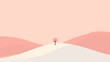 © Fana Art - Minimalist Pink Landscape with Solitary Tree on Rolling Hills Under Soft Sky