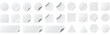 © ferdi - A comprehensive vector collection of realistic blank white stickers and adhesive labels in various geometric shapes, including circles, squares, rectangles, triangles, hexagons, and starbursts.
