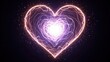 © Ai image - Energetic heart shape composed of glowing neon lines pulsates with vibrant purple and pink light.
