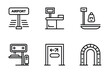 © Sadek - Airport services and check-in procedure outline icon set