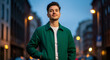 © Miftakhul - Confident Young Man Standing on City Street at Dusk, Outdoor Portrait