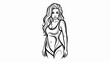 © songim - Elegant line art illustration of a woman in a stylish swimsuit.