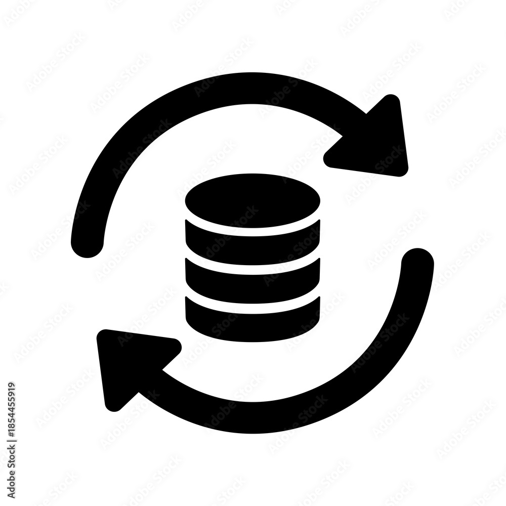 A database stack with sync arrows, representing data replication ...