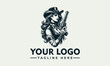 © nuaari - Vector logo design featuring a cowgirl holding a gun with a customizable 'YOUR LOGO' tagline on a clean background.