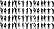 © Ideasy Mind - Business people silhouette collection showing diverse standing, gesturing, dancing and expressive poses for corporate teamwork concepts isolated on white background