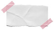 © Sophie - Torn piece of squared paper with tape PNG isolated on transparent background, crumpled notebook sheet for notes and reminders