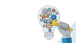 © NOVRIN - Creative engineering solutions Hand fine-tuning gears inside an idea lightbulb for innovation
