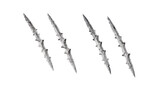 Four metallic fantasy daggers with serrated edges