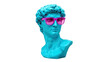 © Cian - Blue David bust with pink sunglasses isolated PNG, classical sculpture on transparent background for graphic design and creative projects