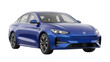 © Cian - Sleek blue electric car PNG isolated on transparent background, modern sedan vehicle for eco-friendly transportation and sustainable lifestyle