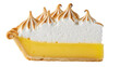 © Johnson - Lemon meringue pie slice PNG isolated on transparent background, delicious dessert with sweet meringue topping and yellow citrus filling