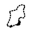 © Tanjila - Outlined Abstract Shape with Dashed Border and Solid Lower Section Silhouette
